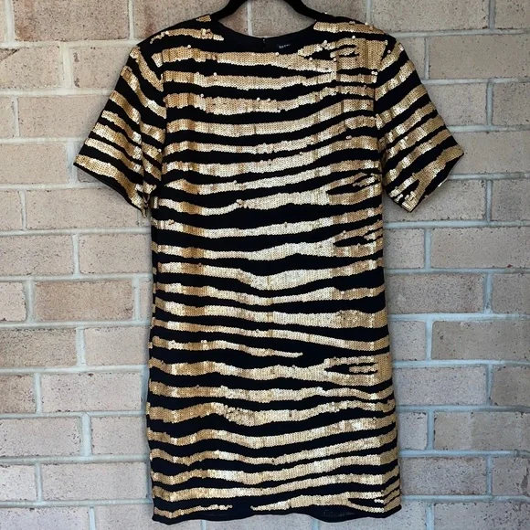 Nasty Gal | Dresses | Nasty Gal Gold Zebra Sequin Shift Dress | Poshmark